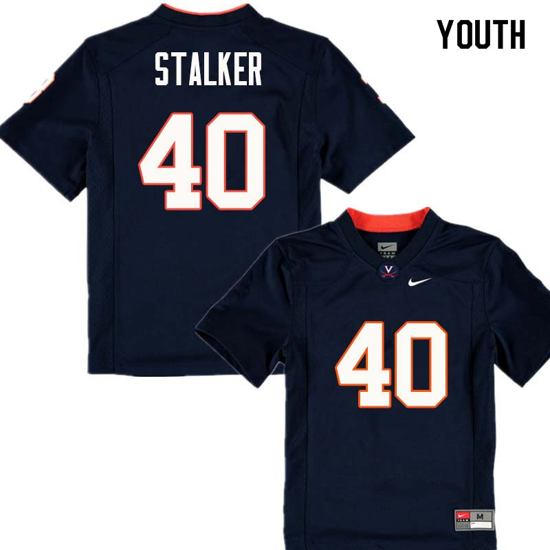 Youth #40 C.J. Stalker Virginia Cavaliers College Football Jerseys Sale-Navy